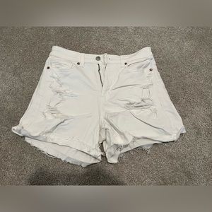 AE White high waisted distressed shorts size 4